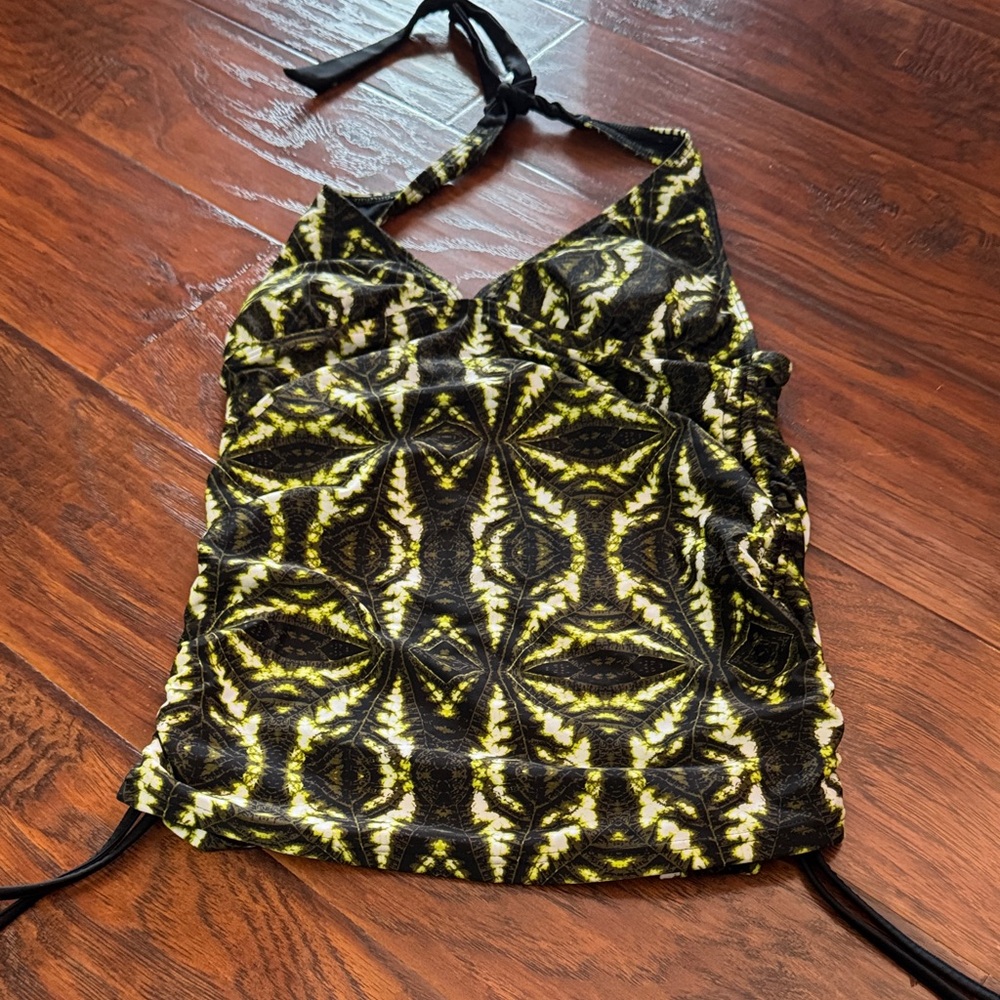 Stylish Black and Yellow Halter Top